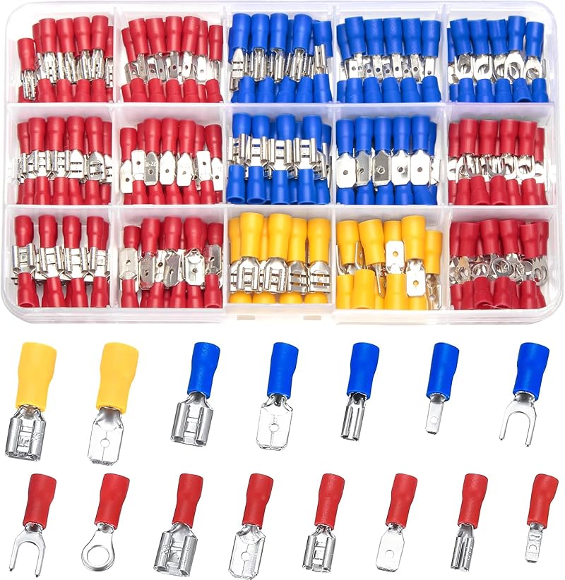 Vwoqiy 280 Pcs Insulated Electrical Connectors Kit - Terminals Spade Ring Fork