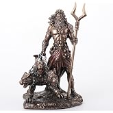 Veronese Design 6 1/2 Inches Hades Greek God of The Underworld with Cerberus Cold Cast Resin Bronze Finish Statue