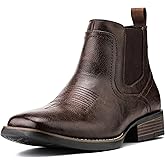 JASONSTAR Western Cowboy Boots for Men - Mens Square Toe Chelsea Boots Ankle Cowboy Boots for Men Casual Retro Stylish Boots