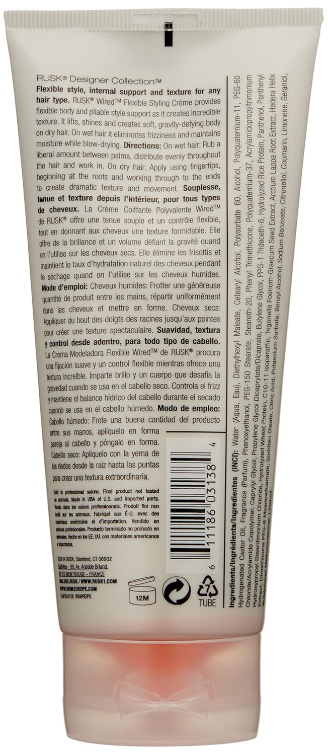 Rusk Rusk Designer Collection Wired Flexible Styling Creme 6 Oz, 6 Oz : Beauty Products : Premium Beauty