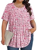 Womens Plus Size Tops Tunic Short Sleeve Crew Neck