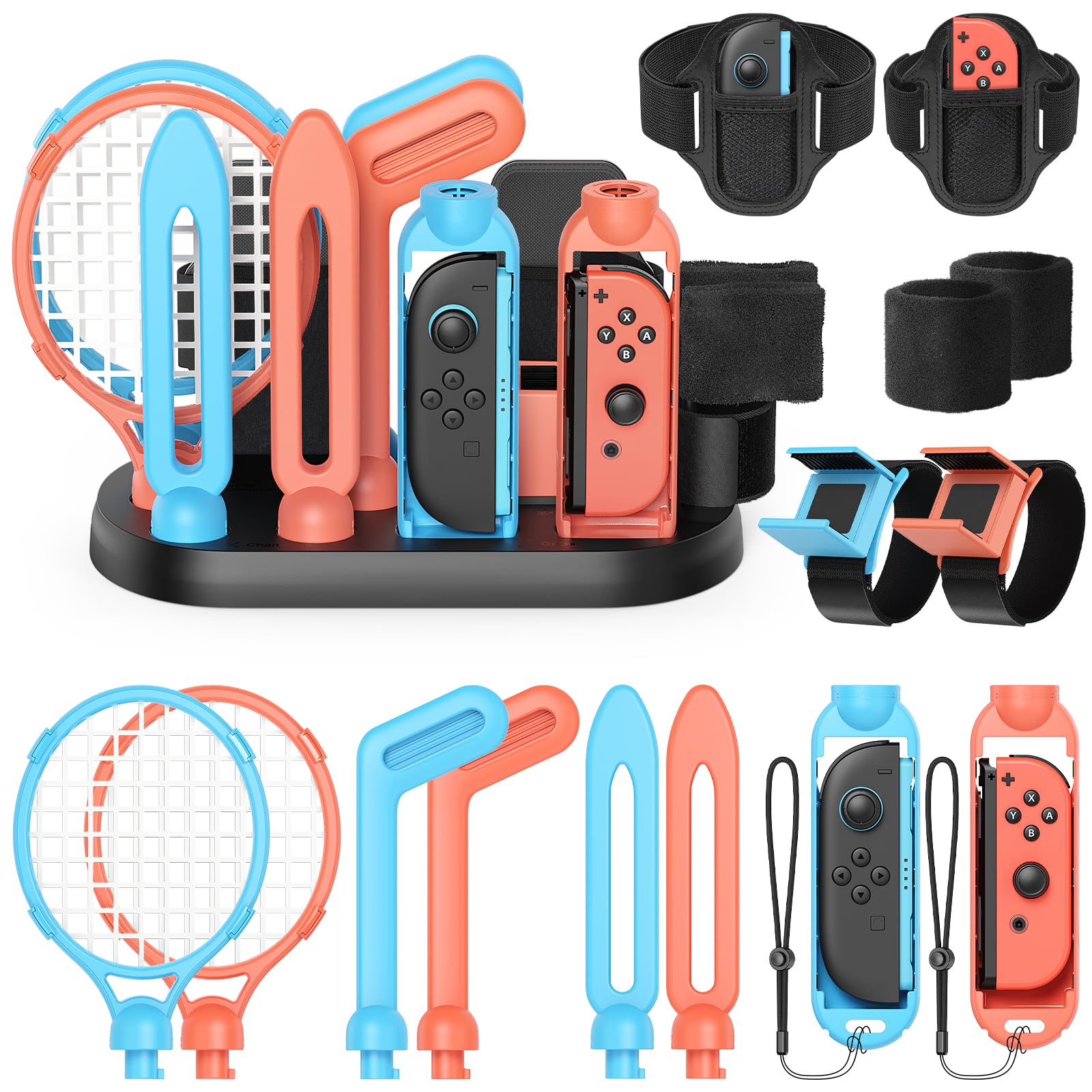 Switch Sports Accessories Bundle for Nintendo Switch 2 (2025)/Switch 1 with Organizer Station,Family Party Sports Kit, Golf/Tennis/Dance/Sword/Soccer for Joycon 2 & All-in-One Storage Stand [For Switch 2/1]