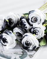 DuHouse 10Pcs Artificial Silk Roses Black Realistic Bridal Bouquet Stems view 6