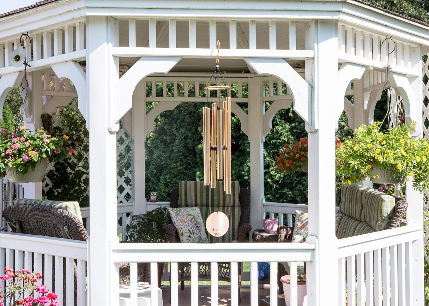 Nature’s Melody Aureole Tunes Wind Chimes – Outdoor Windchime with 6 Tubes Tuned to B Pentatonic Scale, 100% Rustproof Aluminum, Powder Finish & S Hook Hanger for Sympathy, Memorial Gift or Zen Garden : Garden & Outdoor