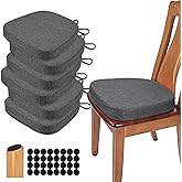 BUYUE Thickened 2.5" Dining Chair Cushions Set of 6, U-Shape High Density Foam Comfortable Chair Pads for Kitchen, Slip Resistant Indoor Seat Cushions (6 PCS, Dark Gray)