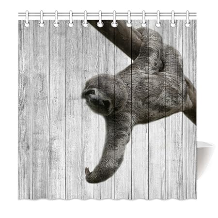 YISUMEI Hem Gewichte Vorhang Duschvorhang 160x180 cm Faultier Baum Holzmaserung