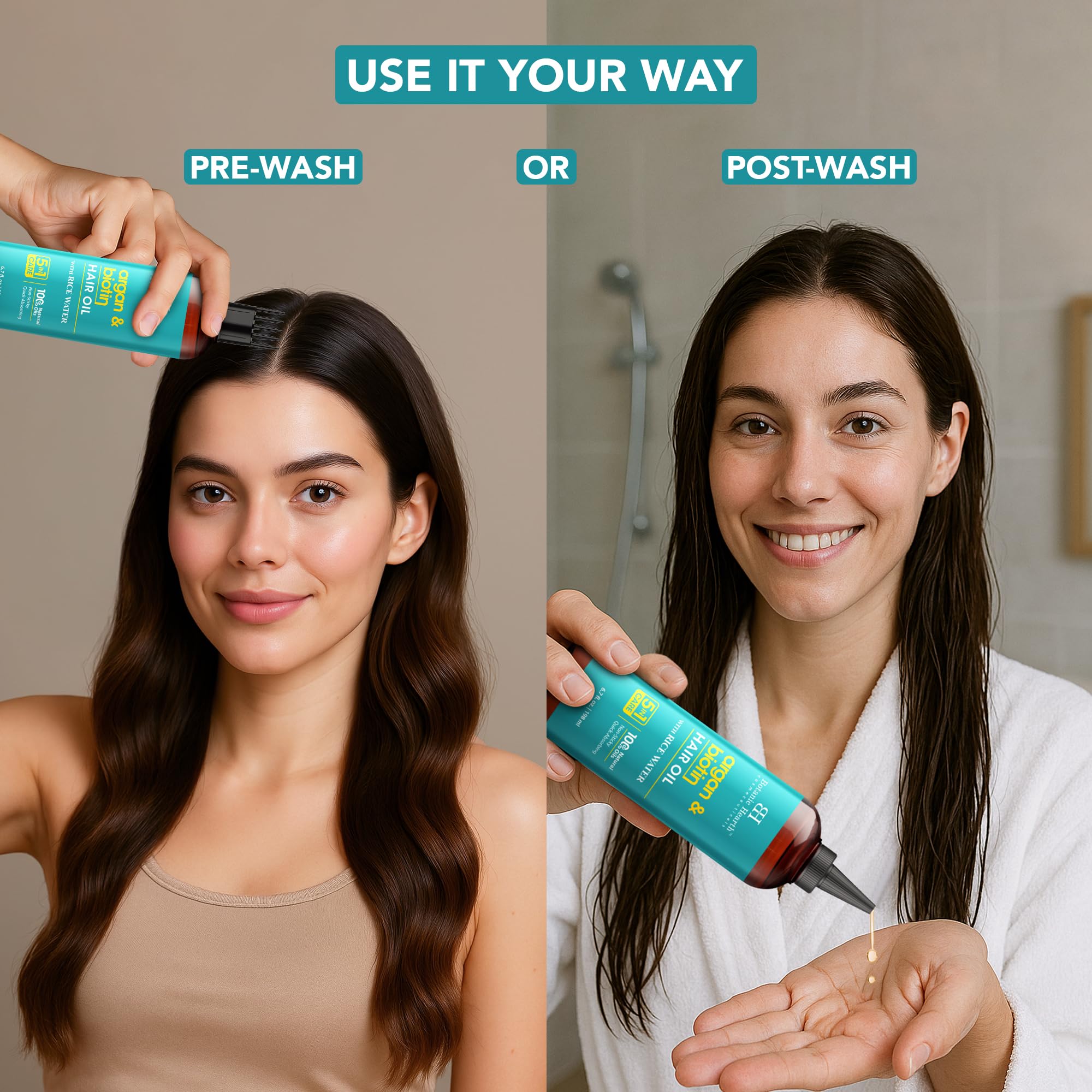 Botanic Hearth Argan & Biotin Hair Oil (6.7 Fl Oz) | Tames Frizz & Adds Shine | After Wash Lightweight Hair Oil | Repairs Dry, Damaged Hair | For All Hair Types | No Parabens