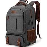 Tzowla Canvas Laptop Backpack, Bag for Men Women,Travel Work Rucksack Fits 15.6 Inch Laptop, Bookbag with USB Charging Port