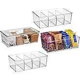 ClearSpace Pantry Organization and Storage Bins with Removable Dividers & Lids – Perfect Pantry Organizers or Kitchen Organization – Refrigerator Organizer Bins, Cabinet Organizers, 4 Pack