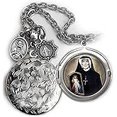 St. Maria Faustina Kowalska Locket Necklace, Patron Saint Confirmation Gift, Italian Charms, Catholic Jewelry