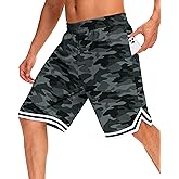 JWM Mens 11" Gym Basketball Shorts with Zipper Pockets - Quick Dry Lightweight Mesh Athletic Shorts for Workout Running