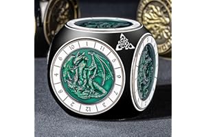 Roycevon 7 in 1 Spinner DND Dice Set, Metal D and D Dragon Dice with Gift Box, Role Playing Dice, Black Green
