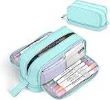 Howala Large Capacity Pencil Case 4 Compartments Light Green for Teens