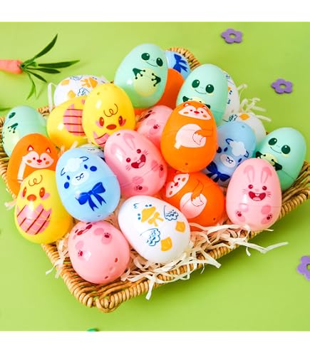 Sinaikepoo Lot De 12 Œufs De Pâques à Remplir Avec Figurines De Dessin Animé - Œufs Plastique Avec Jouets Surprise