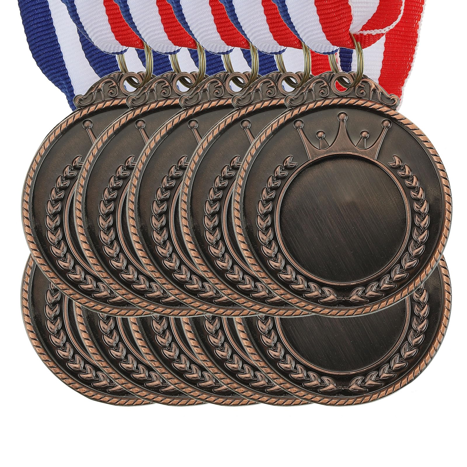 PATIKIL Blank Award Medals, 10 Pack Silver Award Medals with Neck Ribbon, Make Your Medals Kit, Winner Medals Prize for Games Competitions