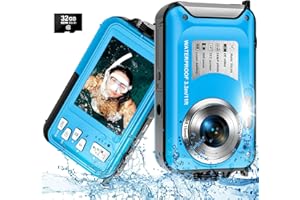 YIFECIAL 4K Waterproof Camera with 32GB Card Waterproof Digital Camera 56MP Autofocus 16X Compact Underwater Cameras for Snorkeling 11FT Floatable Digital Camera with 1250mAh Battery