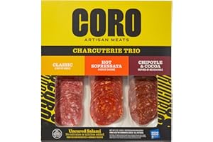 Coro Charcuterie Trio Salami Sampler | Classic Garlic & Ginger, Hot Sopressata Salami, Cocoa & Chipotle (2oz Each) | Perfect for Characuterie Board, Sandwiches, Snacking | All Natural, Gluten-Free