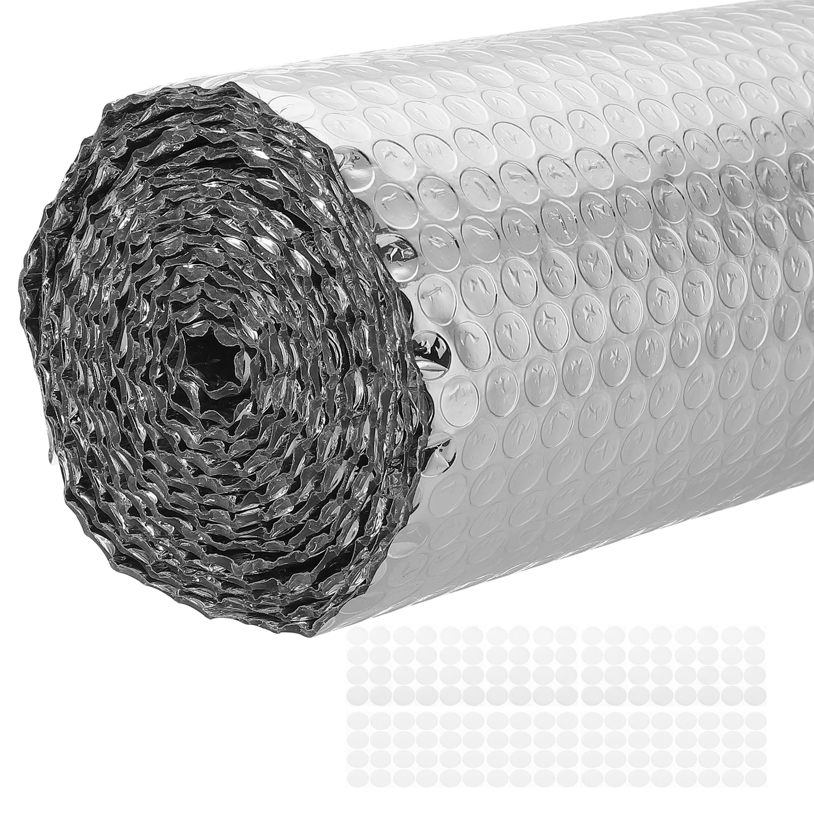 PATIKIL 15.7IN x 10FT Reflective Bubble Insulation Sheet Double Side Aluminum Foil Bubble Shield Thermal Radiant Barrier for Windows, RV, Roof, Garage Door