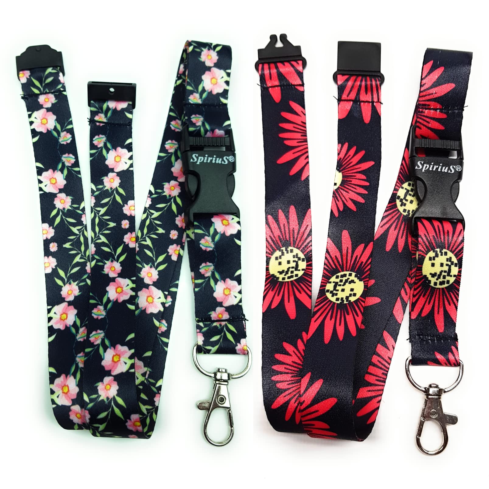 Set of 2 X SPIRIUS Lanyard Neck Strap Holder with Break Away Safety Clip for Keys, Badge, Id Card Holder etc (2 x Lanyard Set u)