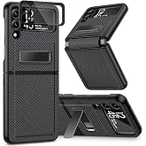 Caka for Samsung Galaxy Z Flip 3 5G Case with Stand and Camera Protector | Hinge Protection, Built-in Hidden Kickstand, Wireless Charging Compatible, Heavy Duty Shockproof Protective Phone Cover