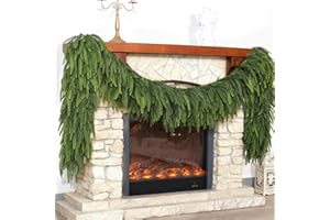 VIERENA Christmas Norfolk Pine Garlands - 9ft Artificial Garland Faux Green Fake Pine Needles Garland for Fireplace,Table,Window,Stairs,Mante,Holiday Indoor Outdoor Xmas Decor(1PCS)
