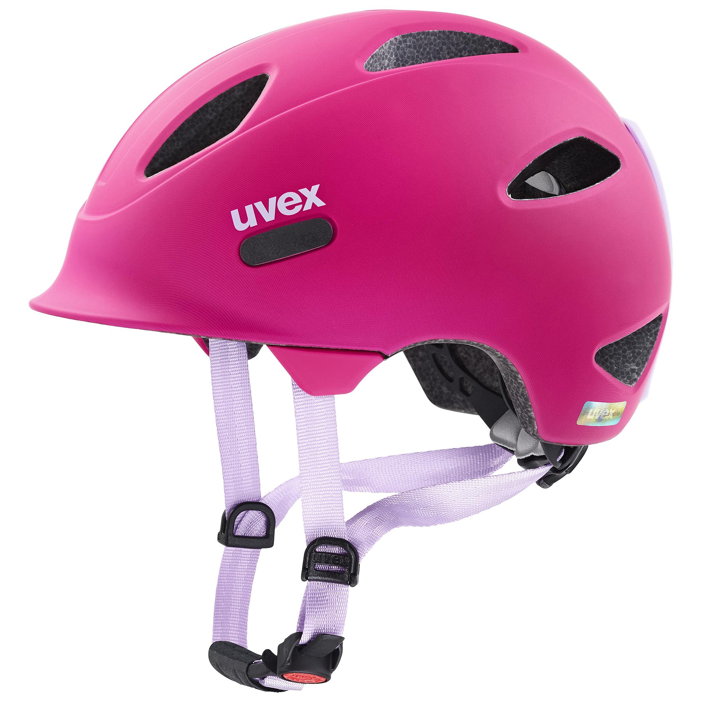 uvex oyo - Lightweight Kids Bike Helmet for Children - Individual Fit - Upgradeable with an LED Light - Berry - Purple Matt - 45-50 cm