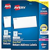 Avery Printable Easy Peel Return Address Labels, 0.5" x 1.75", Sure Feed, 2 Pack, 4000 Labels Total (5637)