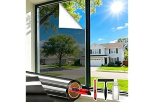 Dwersty One Way Daytime Window Privacy Film See Out Not in, Window Tint for Home, Reflective Mirror Glass Windows Coverings Sun Heat UV Blocking, Black-Silver, 17.5" X 78.7"