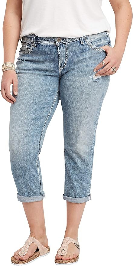 Amazon.com: Silver Jeans Co. Plus Size Elyse Light wash Capri: Clothing