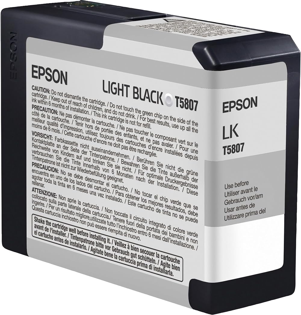 Epson 80ml Light Black Ink Cartridge 5807 Genuine for PRO3800 Printer