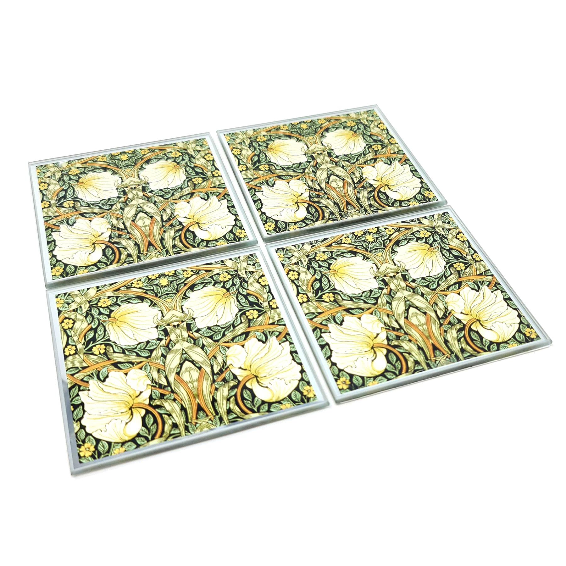 The Leonardo Collection Mirror Pimpernel Coasters Set Of 4 | Decorative Drinks Coaster Set For Home | Durable Table Coasters For Cups And Glasses | Stylish Tea Coaster