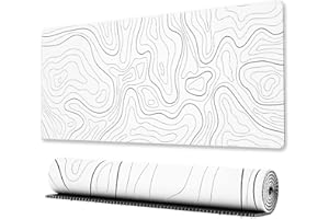 Ovenbird Large Gaming Mouse Pad with Stitched Edges, Minimalist Topographic Map Desk Mat, Extended XL Mousepad with Anti-Slip