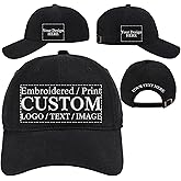 Soft Custom Hat Embroidered/Printed Logo/Text/Image Baseball Cap for Adult | Personalized 4 Sided Customization, Washed Cotton, Adjustable sizes: Standard Heads(22.1"-23.6") &amp; Large Heads(23.6"-25.6")