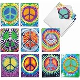The Best Card Company Tie-Dye Peace - 20 Assorted Boxed Thank You Note Cards with Envelopes (4 x 5.12 Inch) - AM9163TYG-B2x10