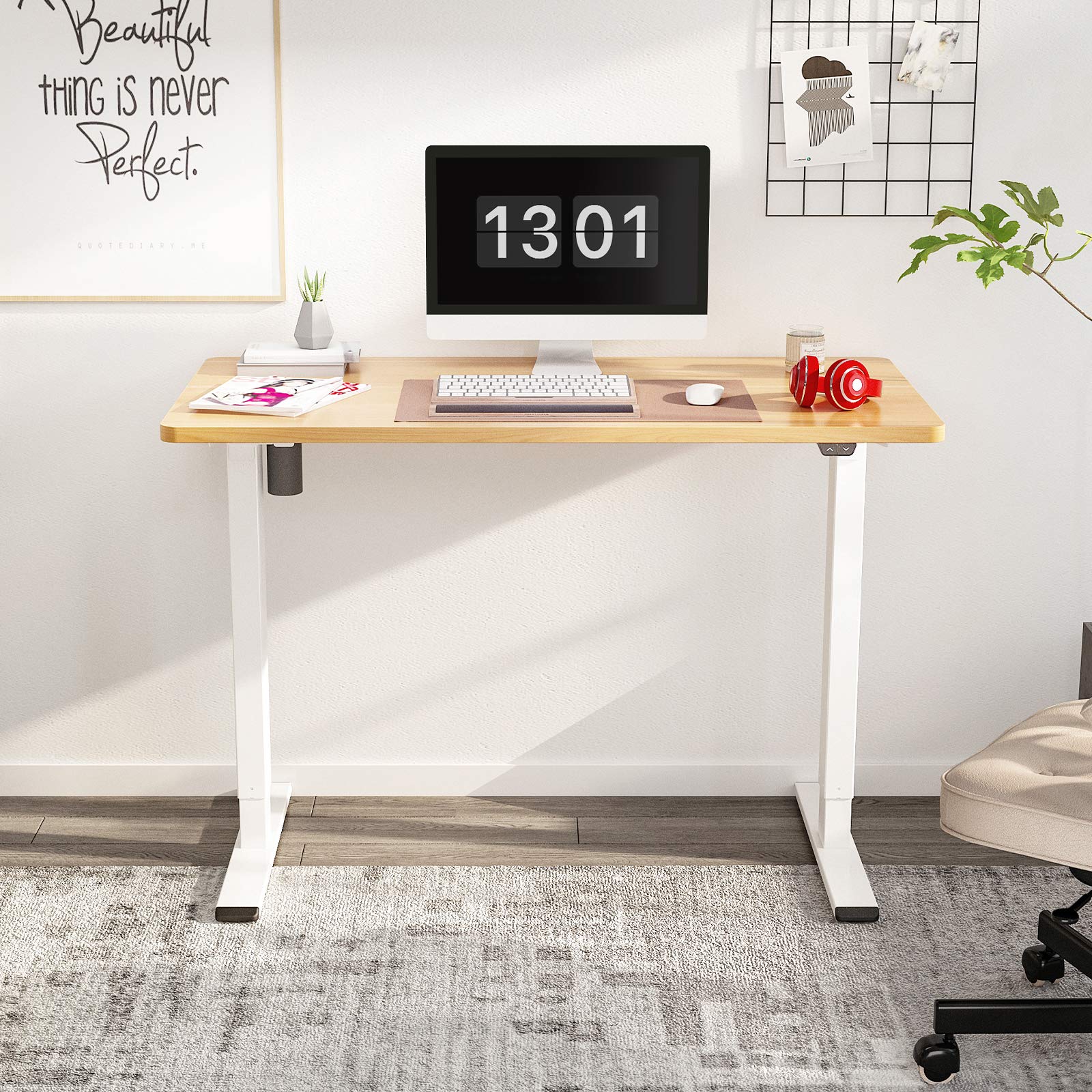FLEXISPOT EC1 Electric Adjustable Height Standing Desk Whole Piece 48 x