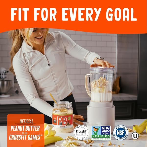 PBFIT 15 OUNCE CLASSIC PEANUT BUTTER POWDER, POWDERED PEANUT BUTTER SPREAD FROM REAL ROASTED PEANUTS, 8G OF PROTEIN 8% DV, GLUTEN-FREE, 60 CALORIES, 87% LESS FAT (PACK OF 1)