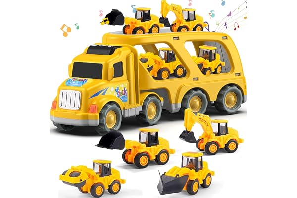 Veslier Construction Truck Toys for Boys Girls Age 3 4 5 6 Years Old,Carrier Transport Trucks for Kids 3+ Year Old,Christmas