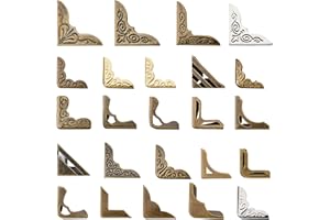 Outus 96 Pcs Metal Book Corner Edge Cover Guard Vintage Iron Corner Cover Triangle Carved Decorative Angle Protector Metal Furniture Cover Pad for School Album Scrapbook Notebook