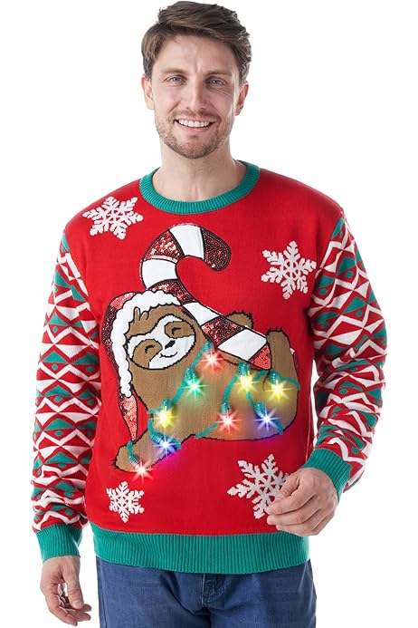 Jersey De Navidad Con Luces Led Suéter Feo De Navidad Para Hombre