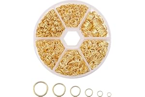 Chuyau 1600Pcs Open Jump Rings Gold Jump Rings Set Gold Plated Jump Rings for Jewelry Making Connectors(4mm 5mm 6mm 7mm 8mm 10mm)