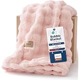 Bedsure Cloud Bubble Soft Throw Blanket, Room Decor Gifts, Pink 50"&times;60" | Lightweight Decorative, Pink Gifts for Women/Girls, Christmas Room Decor, Fleece Blanket, Couch/Sofa/Bed, Soft, Cute
