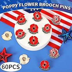 SANNIX 60Pcs Poppy Pins, Poppy Flower Brooch Pins