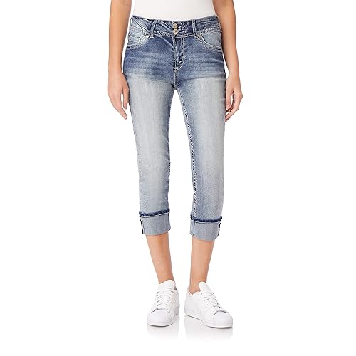 WallFlower Women's Luscious Curvy 23.5'' Crop Mid-Rise Insta Stretch Juniors (Standard and Plus), Camille, 15