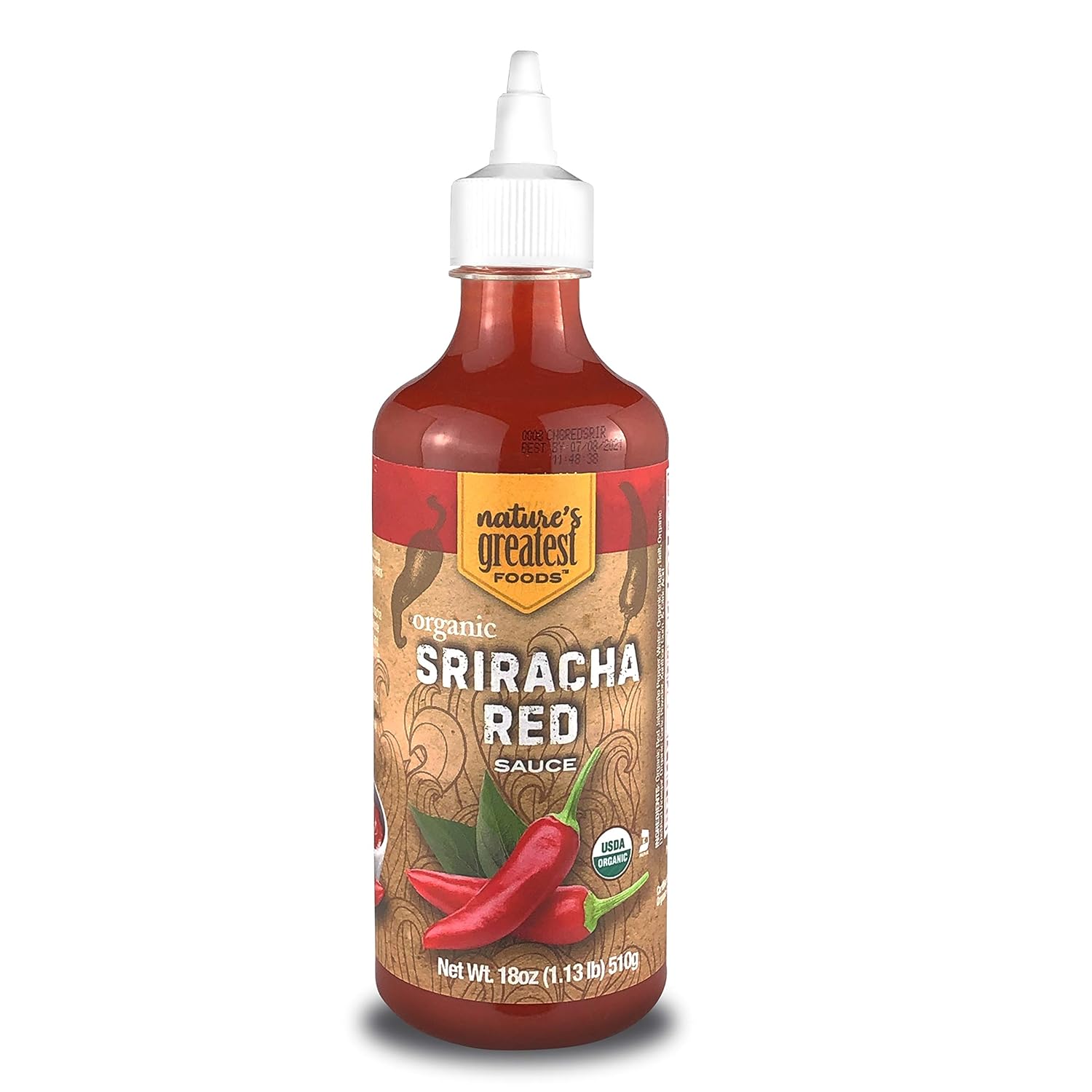 Nature's Greatest Foods, Organic Red Sriracha Sauce, Vegan, Gluten Free, 18 Ounces