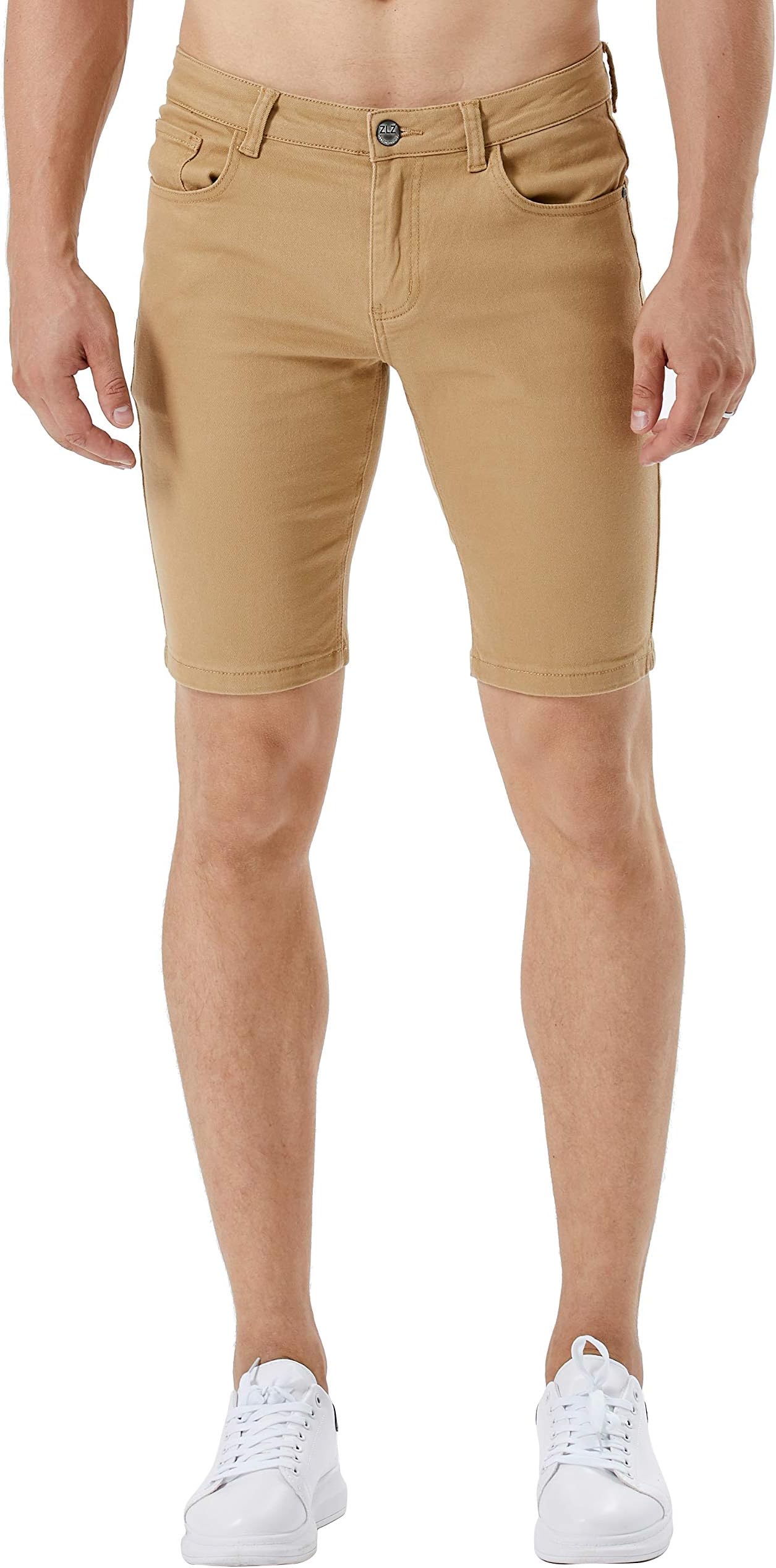ZLZ Slim Ripped Jean Short for Men, Men's Casual Stretch Slim Fit Denim Short