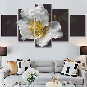 SIGNWIN 5 Panel Canvas Wall Art White Fields...
