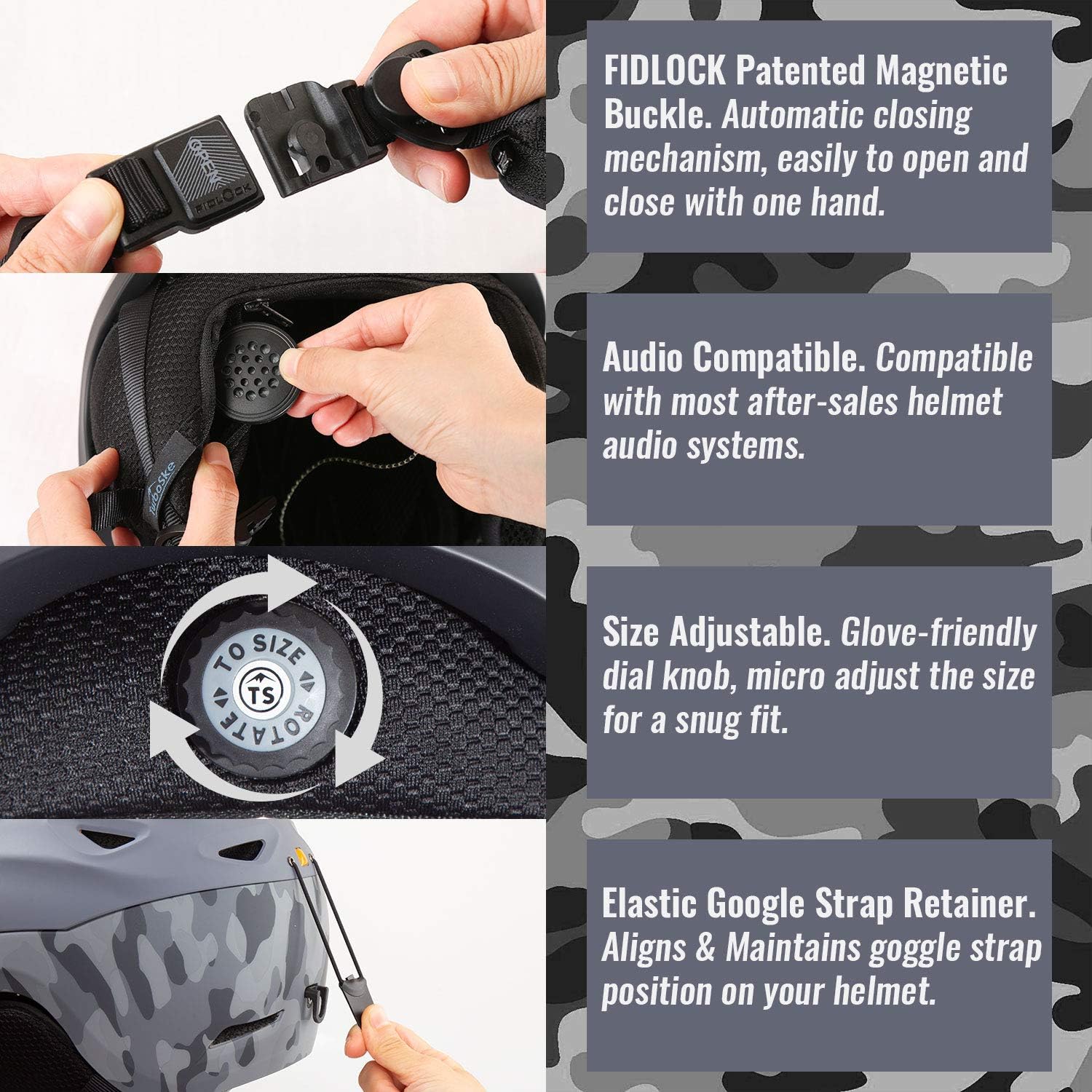 TurboSke Ski Helmet Snowboard Helmet - Active Ventilation Audio Compatible Snow Sports Luxury Helmet with ASTM Certified Safety for Men Women and Youth: Sports & Outdoors