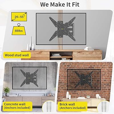 Buy Tv Wall Mount Full Motion Articulating Tilting Tv Mount Bracket Swivel Extend Rotate For Most 26 55 Inch Flat Curved Tvs With Max Vesa 400x400mm Single Stud Wall Mount Holds Up To