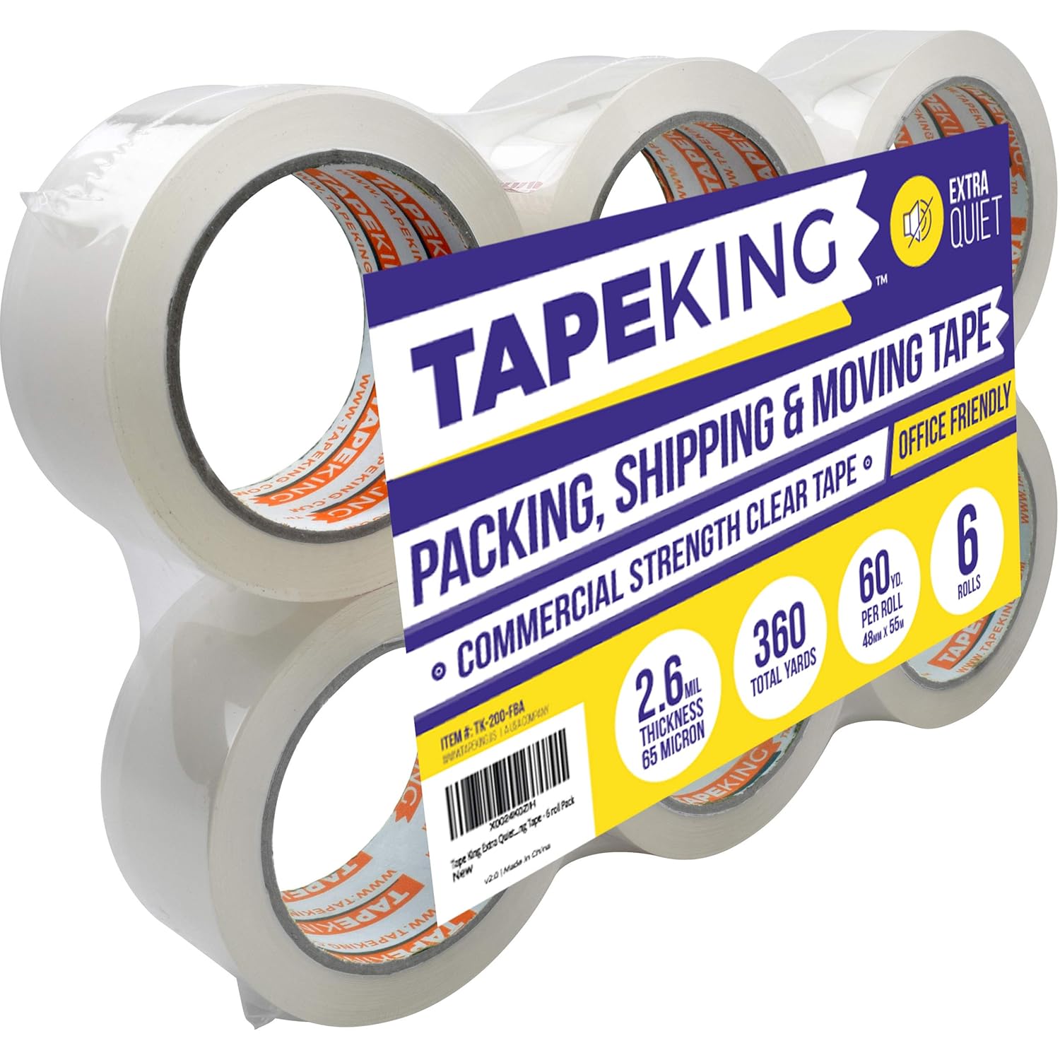 2.6mil Thick 60 Yards Per Roll Packaging Tape King Extra Quiet Packing