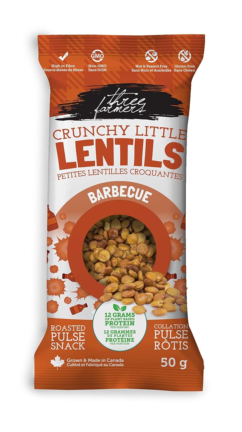 Three Farmers Crunchy Little Lentils 12 x 1.8 oz Snack Packs (Barbecue)